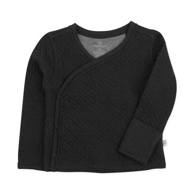 HonestBaby Clothing Infant Organic Cotton Matelasse Side-snap Side Snap Top, Black, 6-9 Months