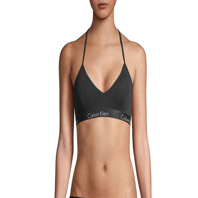 Calvin Klein Women`s Motive Triangle Lightly Padded Racerback Bralette (Charcoal Heather(QP1668-021), Medium)