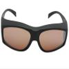 Large Wrap Around Non-Polarized Fit Over Sunglasses for Men and Women with UV Protection Style F18 (Flat Black Non Polarized Amber Lens) view 2