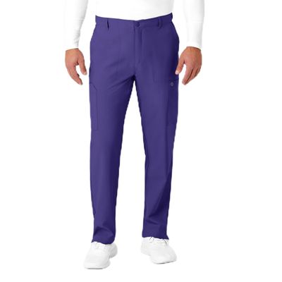 WonderWink W123 Mens Flat-Front Cargo Pant  Grape, Large Short