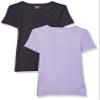 Amazon Essentials Women's 2-Pack Slim-Fit Short-Sleeve Crewneck T-Shirt Shirt, -Black/Lavender, X-Small view 1