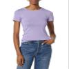 Amazon Essentials Women's 2-Pack Slim-Fit Short-Sleeve Crewneck T-Shirt Shirt, -Black/Lavender, X-Small view 2