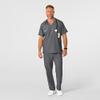 WonderWink W123 Mens Flat-Front Cargo Pant  Charcoal Heather, Small Tall view 3
