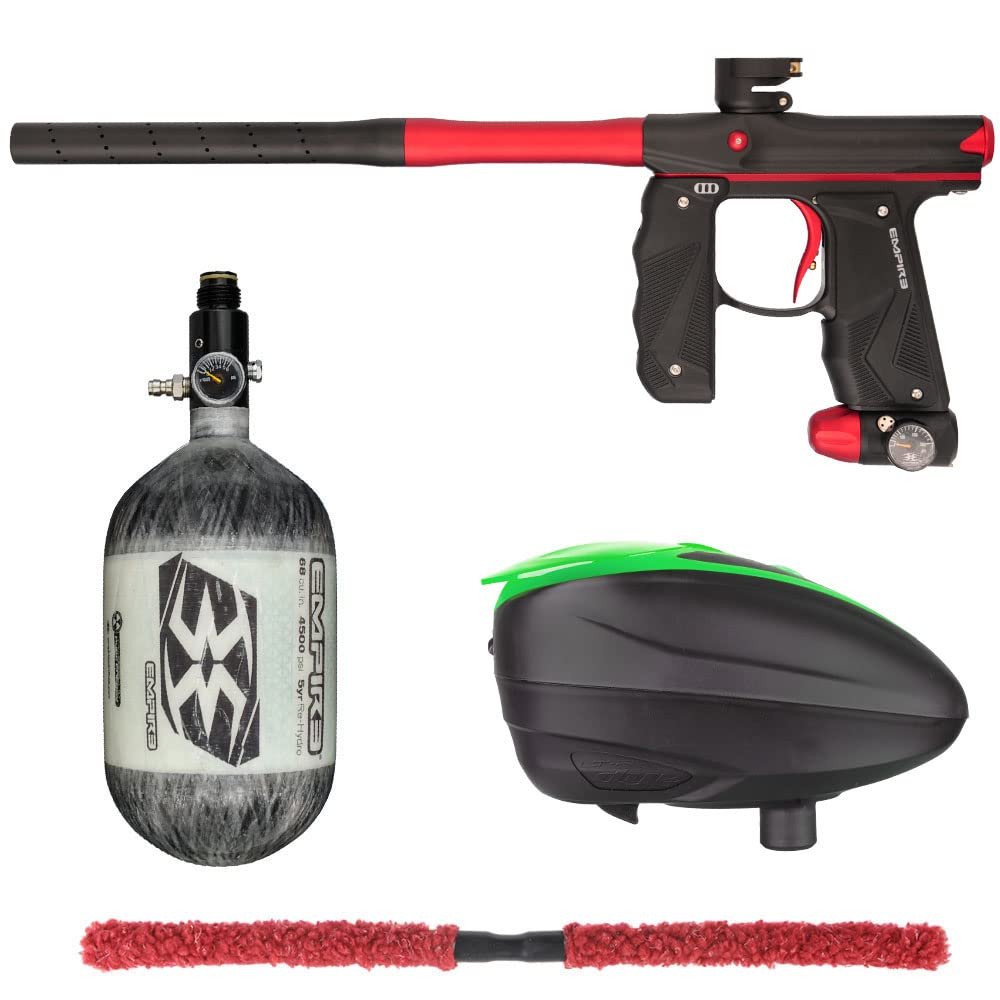 Action Village Empire Mini GS TP Contender Paintball Gun Package Kit w/ 68/4500 Tank (Dust Black/Dust Red, LTR Color: Black/Lime)