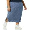 Amazon Essentials Women's Pull-On Knit Midi Skirt with Elastic Waist, Stretchy (Available in Plus Size), Navy Dots Print, 3X