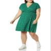 Amazon Essentials Women's Surplice Dress (Available in Plus Size), Green Floral, Large view 1