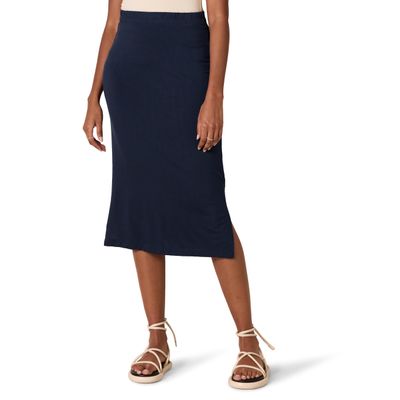 Amazon Essentials Women's Pull-On Knit Midi Skirt (Available in Plus Size), Navy, 6X