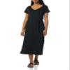 Amazon Essentials Women's Short Sleeve Belted Midi T-Shirt Dress, Black, X-Small view 1