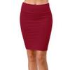Fashionazzle Women's Casual Stretchy Bodycon Pencil Mid-Mini Skirt (Small, BMS10-Burgundy) view 2