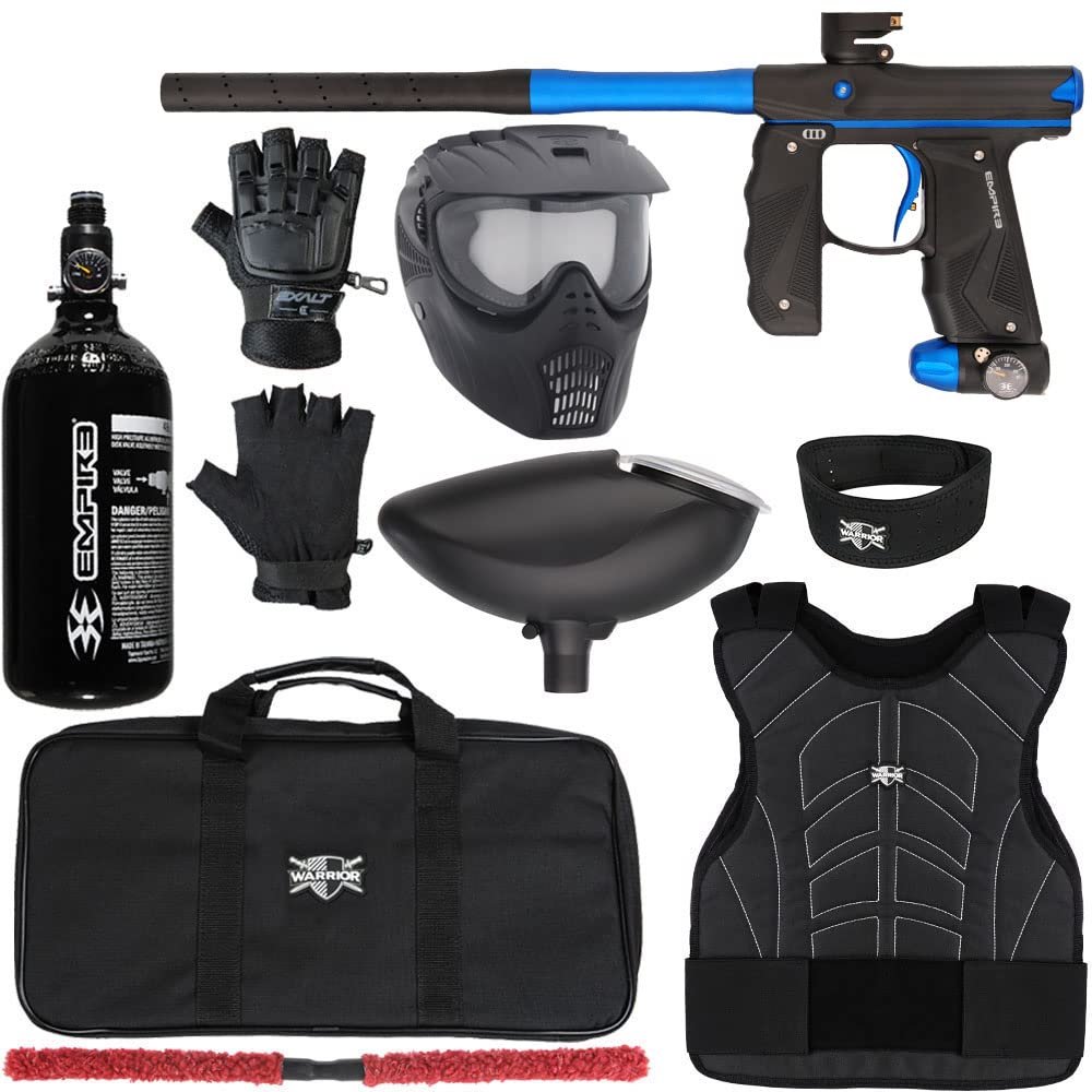 Action Village Empire Mini GS TP Level 1 Protector Paintball Gun Package Kit (Dust Black/Dust Dark Blue, Glove Size: Small/Medium)