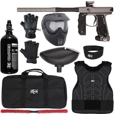 Action Village Empire Mini GS TP Level 1 Protector Paintball Gun Package Kit (Dust Dark Grey/Dust Black, Glove Size: Large/X-Large)