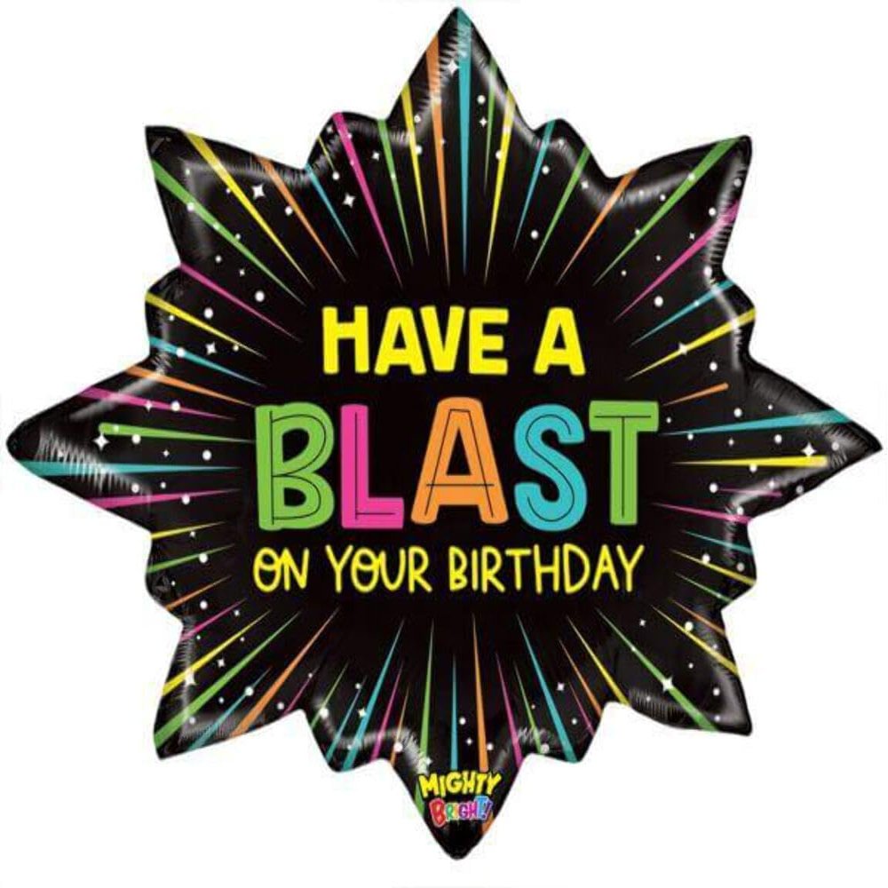 Betallic 32" Mighty Birthday Blast Party Decoration Celebration Supply Non-Foil Helium Balloon