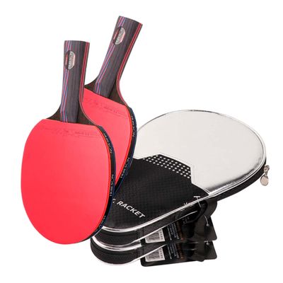 LINGOSHUN Ping Pong Paddle with Nano Carbon Fiber,ITTF Approved Rubber,Professional Sports Training Racquet Kit / 2 Pack/Long Handle
