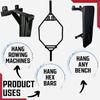IRON AMERICAN Multi-Use Weight Bench Brackets - Heavy-Duty Gym Storage Wall Mounted Rack - Hang Benches, Rowing Machines, Hex Bars, Barbells 100lb Capacity - Hardware Included Made in USA view 4