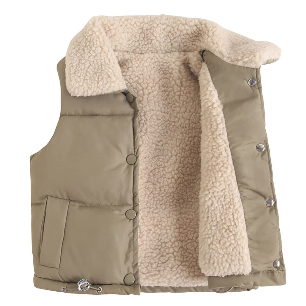 EISHOW Baby Boys' Girls' Fleece Vest Waistcoat Down Jacket Winter Cute Fuzzy Thick Cotton-Padded Puffer Jacket Sleeveless Coat (Army Green,3-4 Years,3 Years,4 Years)