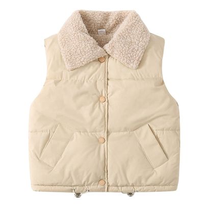 Baby Boys' Girls' Fleece Vest Waistcoat Down Jacket Winter Cute Fuzzy Thick Cotton-Padded Puffer Jacket Sleeveless Coat (Beige,2-3 Years,2 Years,3 Years)