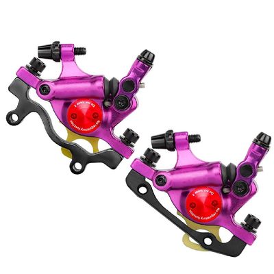 LYYCX Pull-Type Hydraulic Disc Brake for Mountain Bikes,Front+Rear Calipers,Aluminum Alloy Mountain Bike Hydraulic Disc Brakes,Suitable for XC,Electric Bicycles,Folding Bicycles (Color : Purple, Siz