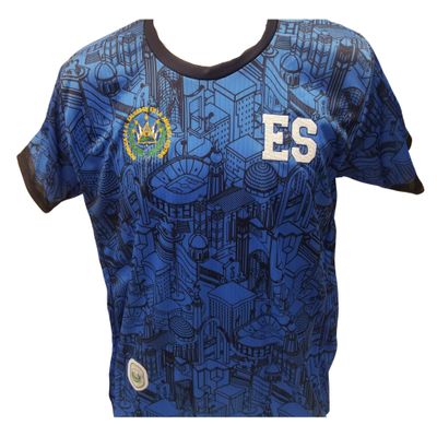 Camisa Seleccion de El Salvador, el Pas que te vo nacer, Diseo con graficos monumentos importantes de Tu Pais (Azul Grafico, XXX-Large)