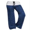 Andongnywell Wide Leg Pants Women Print High Waist Loose Casual Drawstring Trousers Blue view 1