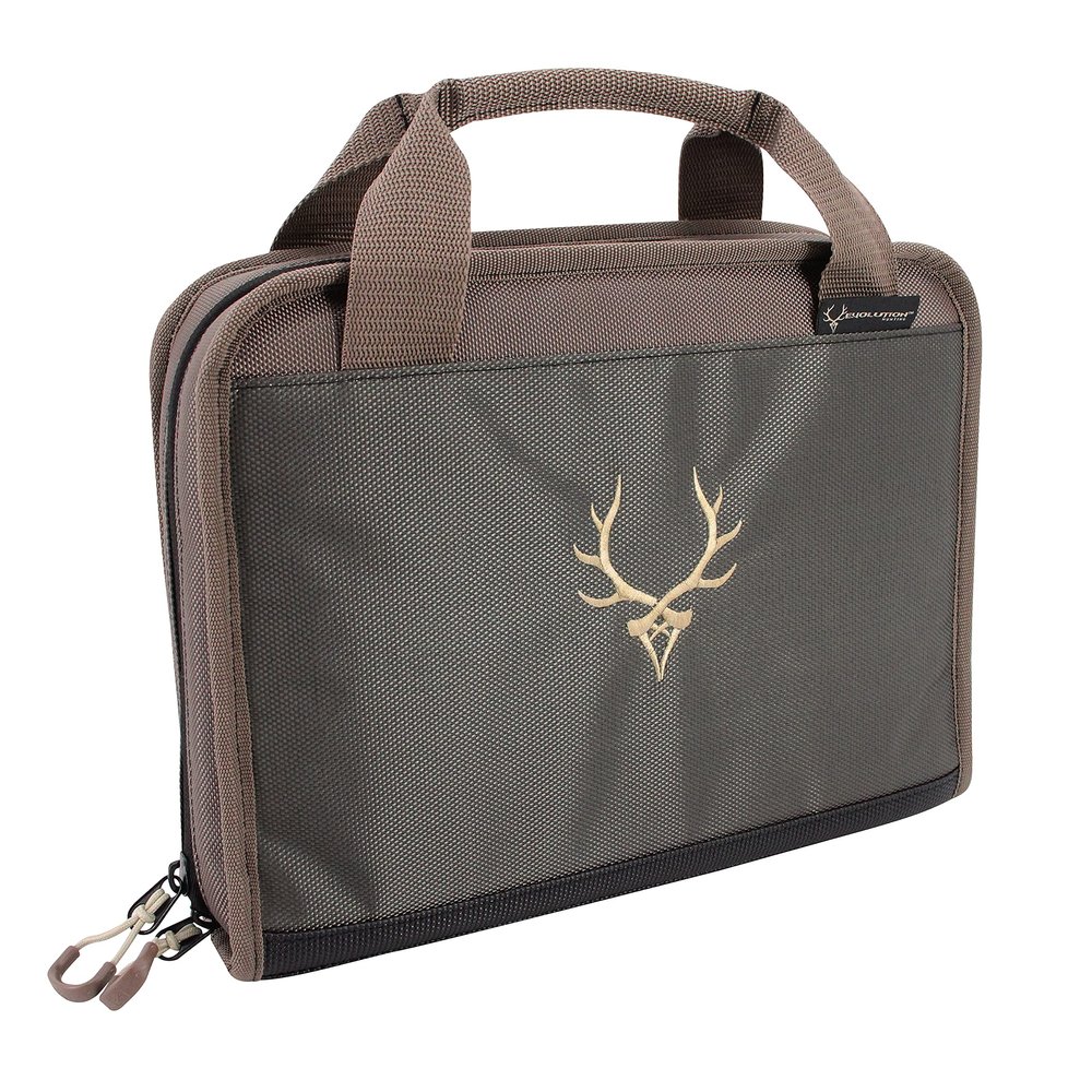 Evolution Outdoor Marksman Series Double Pistol Case 13 in., 1680D, Green, Gun Case with Fleece Lining, Hunting Gun Bag