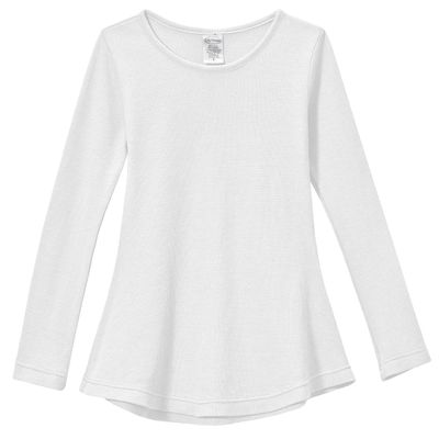 City Threads Girls Long Sleeve Shirts Thermal Tunic Tops, Cotton Blend Shirt for Girls (White, 16 Years)