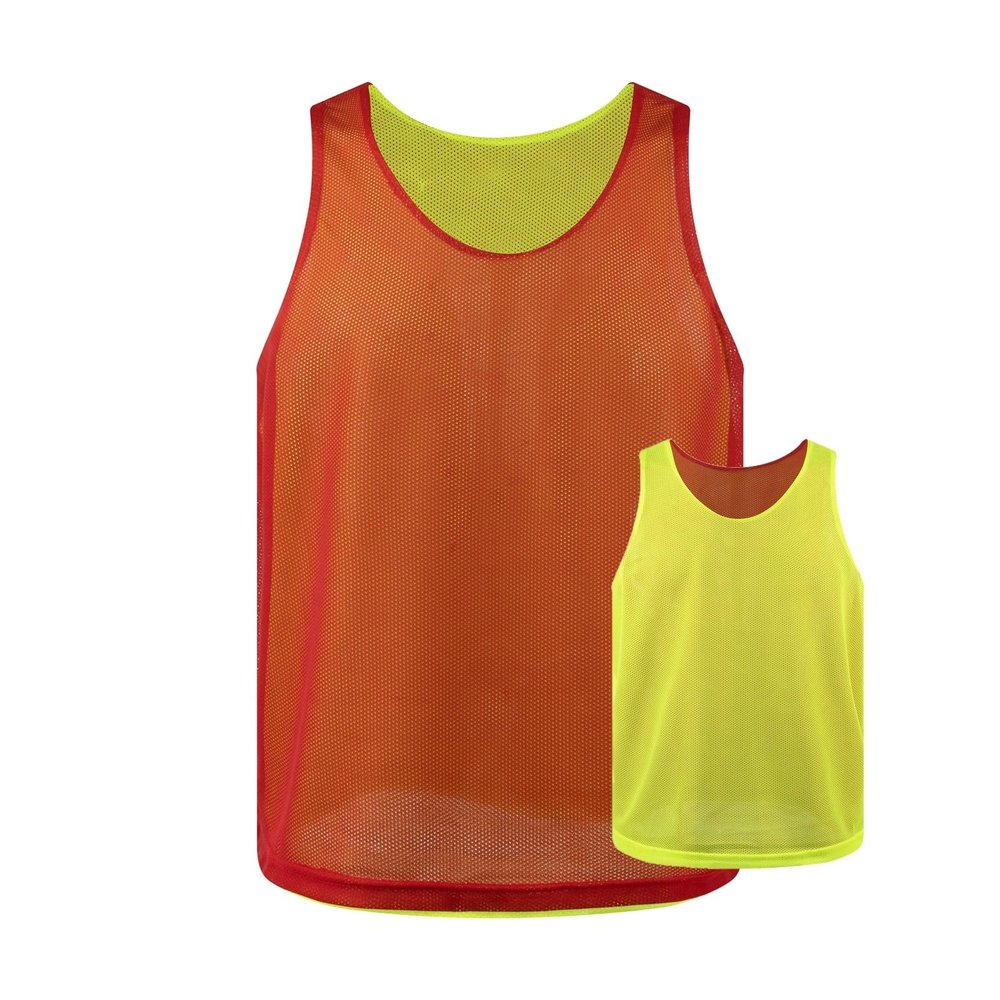 TopTie Reversible Training Vests Two Sides Sports Vest Football Jersey, Pinnies for Soccer Team for Adult and Youth-Red/Yellow-Large