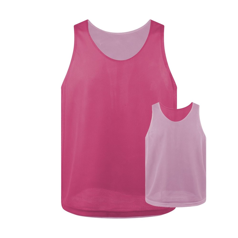 TopTie Reversible Training Vests Two Sides Sports Vest Football Jersey, Pinnies for Soccer Team for Adult and Youth-White/Pink-Large