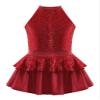 VernLan Girls Sequins Sleeveless Ruffle Hem Tutu Dress Kids Ballerina Ballet Leotard Dancewear Performance Costume Burgundy 4 Years view 1