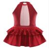 VernLan Girls Sequins Sleeveless Ruffle Hem Tutu Dress Kids Ballerina Ballet Leotard Dancewear Performance Costume Burgundy 4 Years view 2