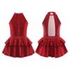 VernLan Girls Sequins Sleeveless Ruffle Hem Tutu Dress Kids Ballerina Ballet Leotard Dancewear Performance Costume Burgundy 4 Years view 3