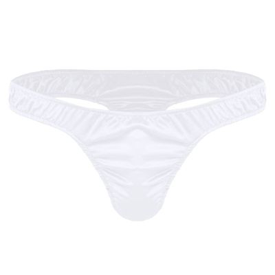 Manyakai Men's Soft Lingerie Thongs Bulge Pouch Panties Low Rise Bikini Bottoms Nightclub Underwear White Large