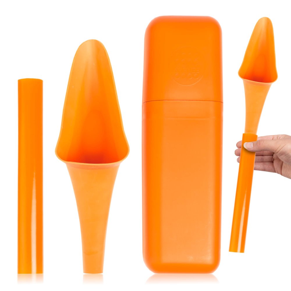 SHEWEE Flexi + Case - Reusable Pee Funnel - Flexible, Larger Version of The Original Female Urination Device Since 1999!  Pumpkin