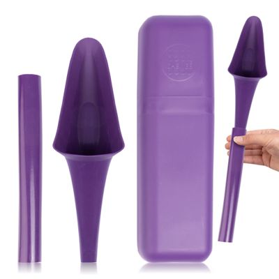 SHEWEE Flexi + Case  Reusable Pee Funnel  Flexible, Larger Version of The Original Female Urinal Since 1999! Quickly, Easily and Discreetly, Wee Standing Up. Comes with Pipe and Case  Purple