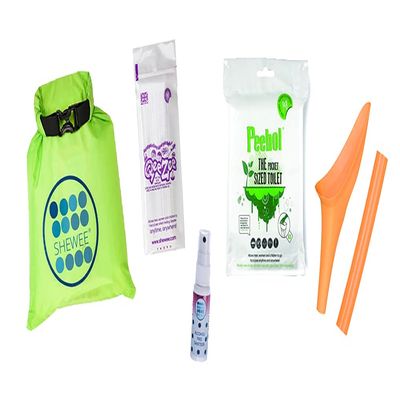 SHEWEE Flexi Travel Pack - Includes Reusable Pee Funnel, Peebol Pocket Sized Toilet, Hand Sanitiser and Dry Bag (White)