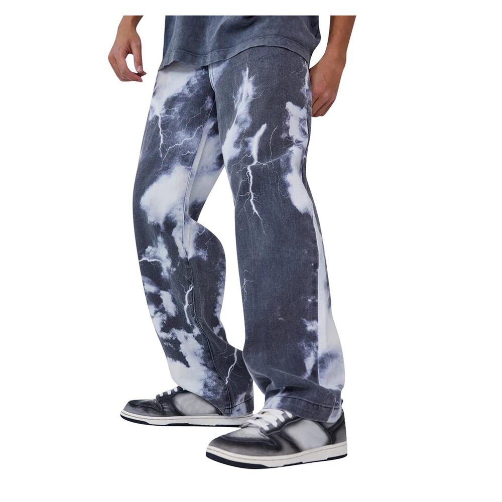 DIYAGO MEN Baggy Jeans Mens Straight Wide Leg Casual Teen Vintage Streetwear Hip Hop Trendy Denim Pant Fashion Designer Long Length Trouser, 11-blue, X-Large