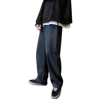 DIYAGO MEN Loose Fit Straight Jeans Wide Leg Loose Fit Casual Teen Vintage Streetwear Hip Hop Trendy Jeans Pant Fashion Designer Long Length Trouser, 2-black, X-Large