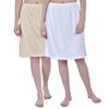 Aimly Women's Cotton Knee Length Underdress Side Slit Everyday Layers Half Slip Skirt White & Beige 2 Pieces view 1