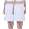Aimly Women's Cotton Knee Length Underdress Side Slit Everyday Layers Half Slip Skirt White 2 Pieces view 1