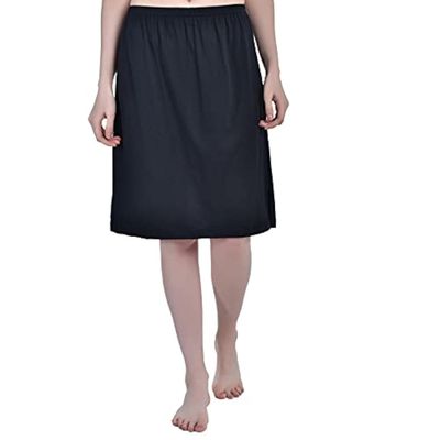 Aimly Women's Cotton Knee Length Underdress Side Slit Everyday Layers Half Slip Skirt Black XL Pack of 1