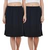 Aimly Women's Cotton Knee Length Underdress Side Slit Everyday Layers Half Slip Skirt Black 2 Pieces view 1