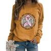 Womens Fight Breast Cancer Sweatshirt Leopard Print Pullover Tops Casual Long Sleeves Crewneck Sweatshirt Yellow view 1