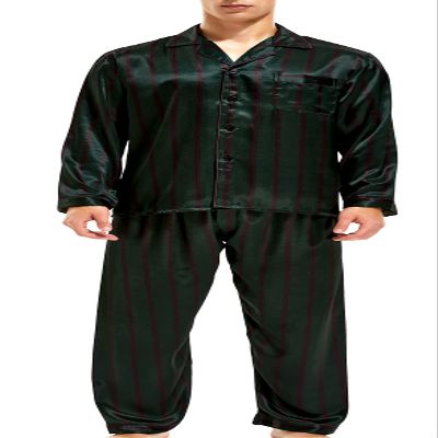 Sanraflic Men's Satin Pajamas Long Button-Down Pj Set Sleepwear Loungewear (Green Wine Red Striped, XX-Large)
