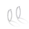 PAVOI 14K Gold Plated 925 Sterling Silver Post Cubic Zirconia Hoop Earrings | White Gold Hoops | 30mm view 3
