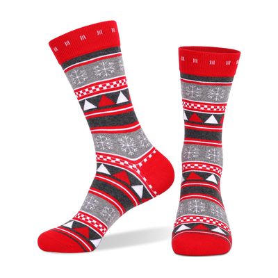 Ainuno Christmas Crew Socks for Men Size 10 11 12 13 14 15 Ugly Xmas 3/4 Crew Socks Cotton Quarter Socks for Man Dress UP Christmas Costume Accessories Striped Socks Mid Cut Cozy Soft Winter Socks