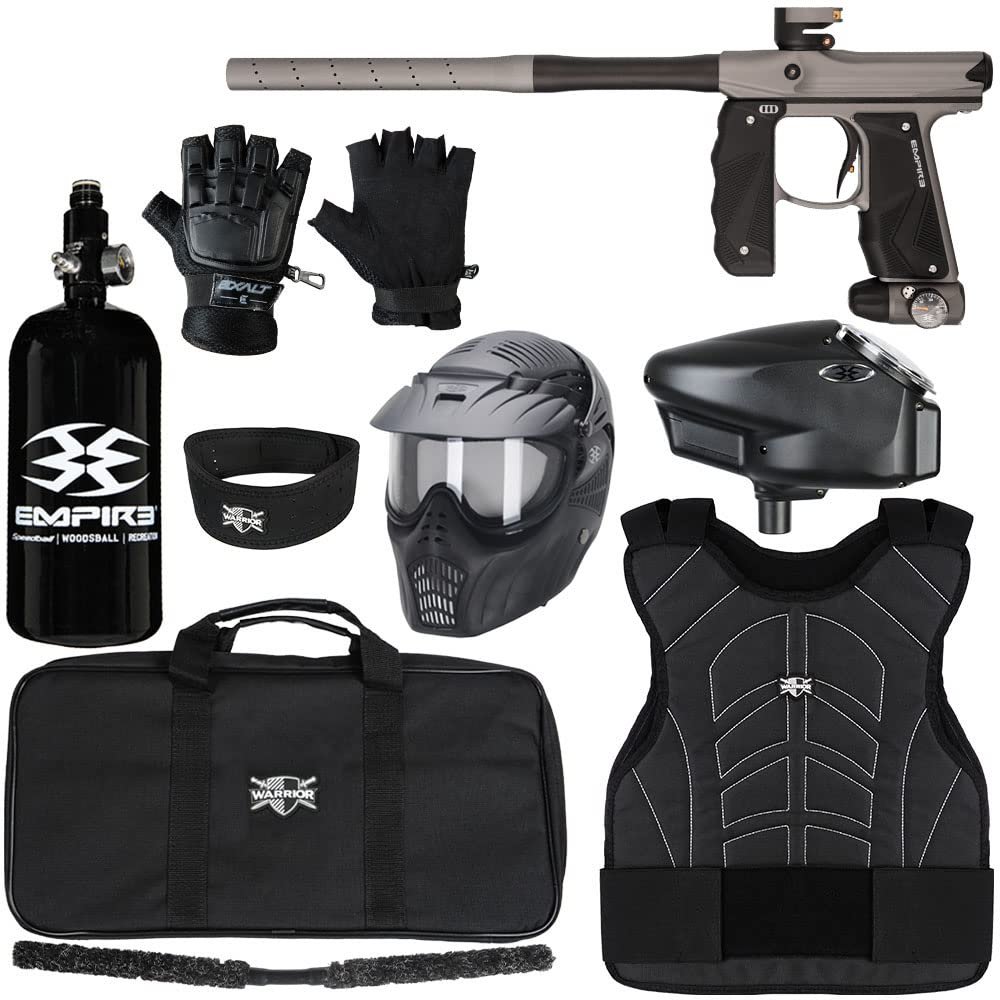 Action Village Empire Mini GS TP Level 3 Protector Paintball Gun Package Kit (Dust Dark Grey/Dust Black, Glove Size: Small/Medium)