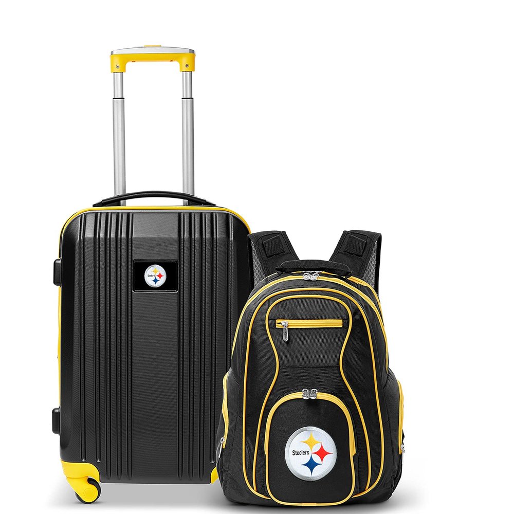 Denco Pittsburgh Steelers 2-Piece Luggage Set, Includes 21-inch Two-Tone Hardcase Spinner and 19" Laptop Backpack