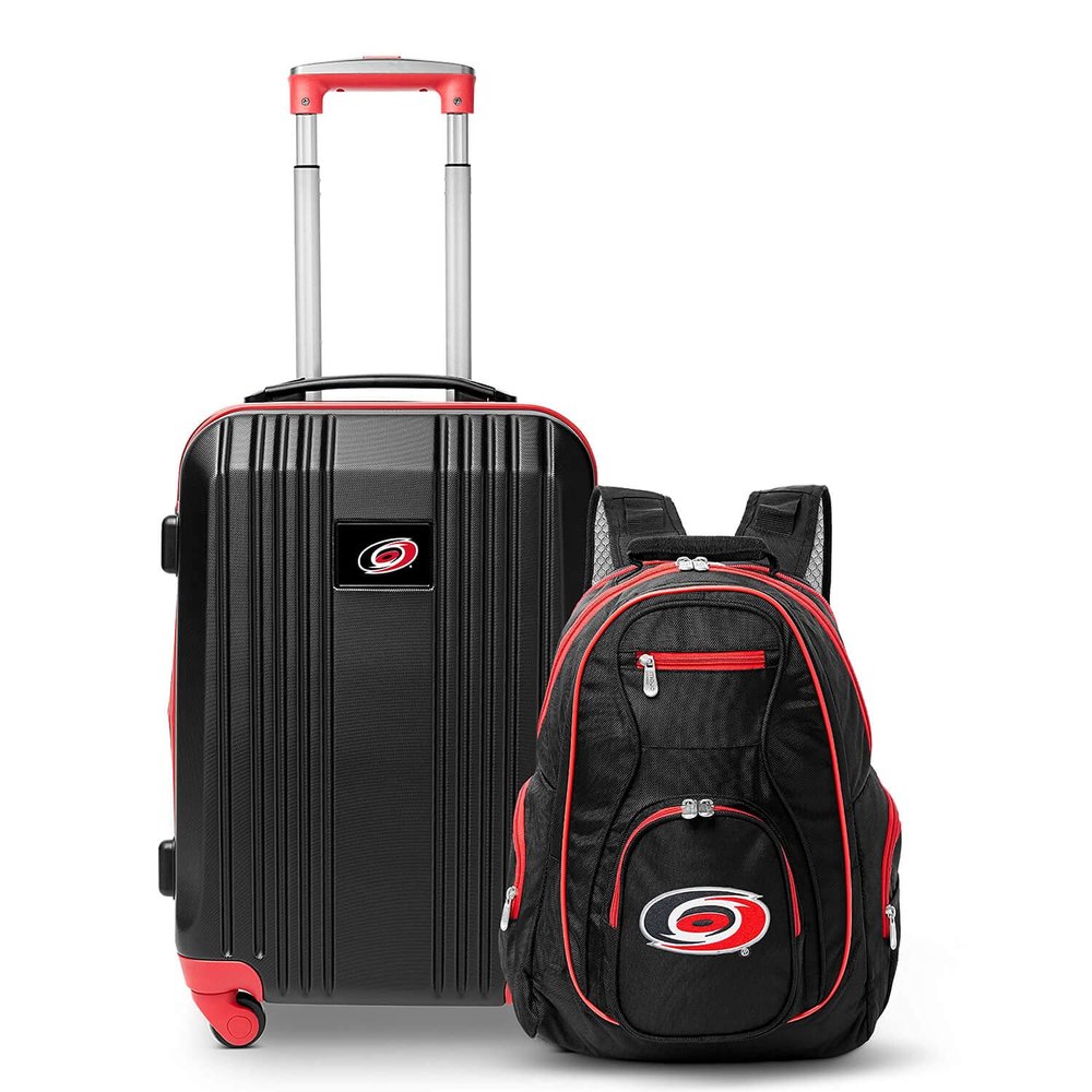 Denco Carolina Hurricanes 2-Piece Luggage Set, Includes 21-inch Two-Tone Hardcase Spinner and 19" Laptop Backpack