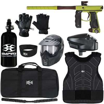 Action Village Empire Mini GS TP Level 3 Protector Paintball Gun Package Kit (Dust Green/Dust Brown, Glove Size: Small/Medium)