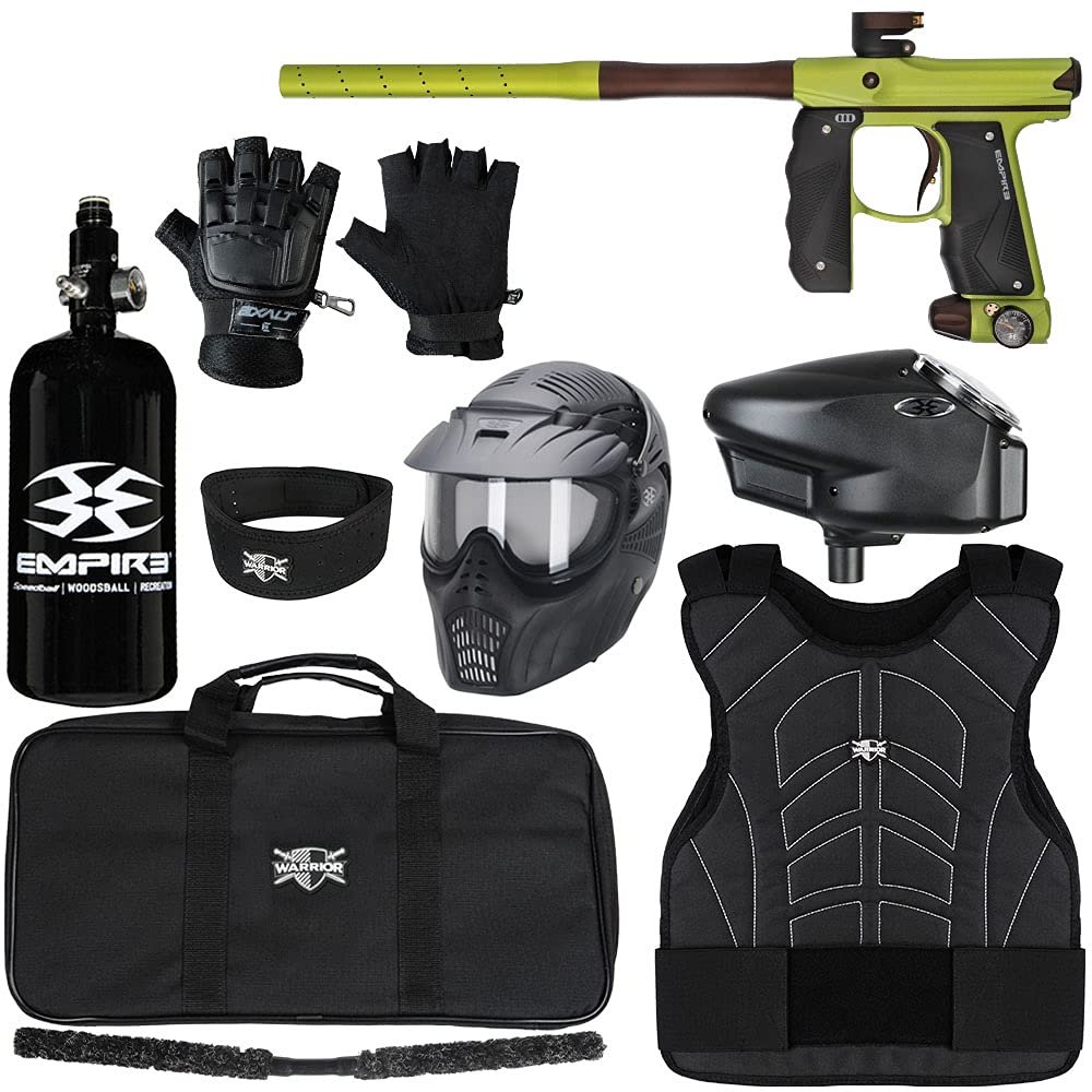 Action Village Empire Mini GS TP Level 3 Protector Paintball Gun Package Kit (Dust Green/Dust Brown, Glove Size: Small/Medium)