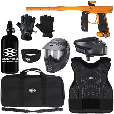 Action Village Empire Mini GS TP Level 3 Protector Paintball Gun Package Kit (Dust Orange/Dust Gold, Glove Size: Large/X-Large)